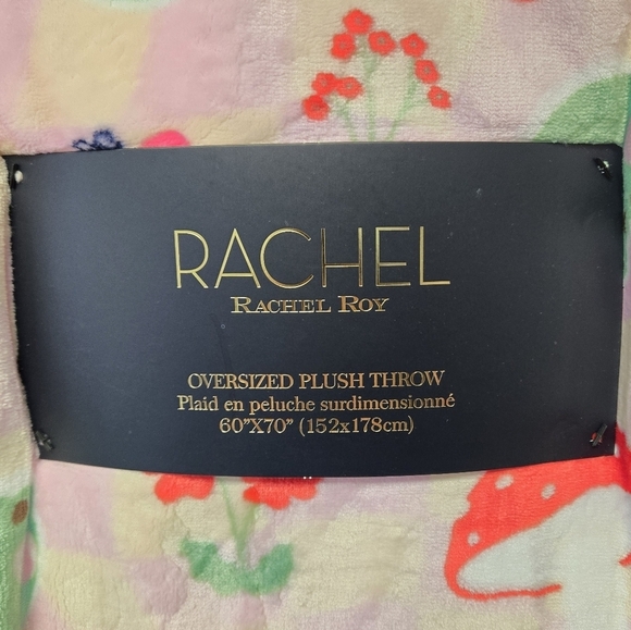 Rachel Roy Frog Mushroom Oversized Plush Throw Blanket Pink Green - Picture 5 of 7